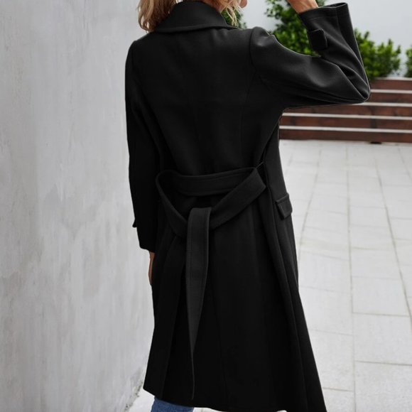 Light blush baby pink winter peacoat trench long jacket minimalist - Picture 10 of 16